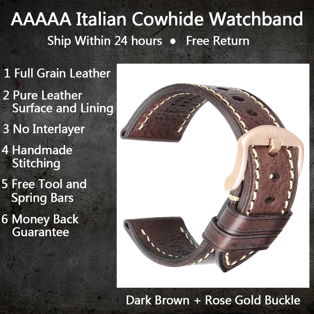 MAIKES Full Grain Cow Leather Strap Men's Vintage Watch Bracelet Handmade Accessories For Omega Hamilton watch band