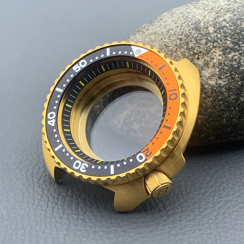 Mod 6105 6309 Turtle Abalone Watch Case Sapphire Crystal Glass Fit NH35 Movement Transparent Bottom Cover Men Diving Watch Case