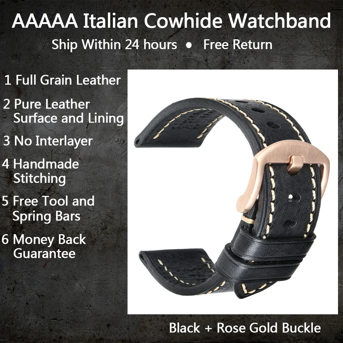 MAIKES Full Grain Cow Leather Strap Men's Vintage Watch Bracelet Handmade Accessories For Omega Hamilton watch band
