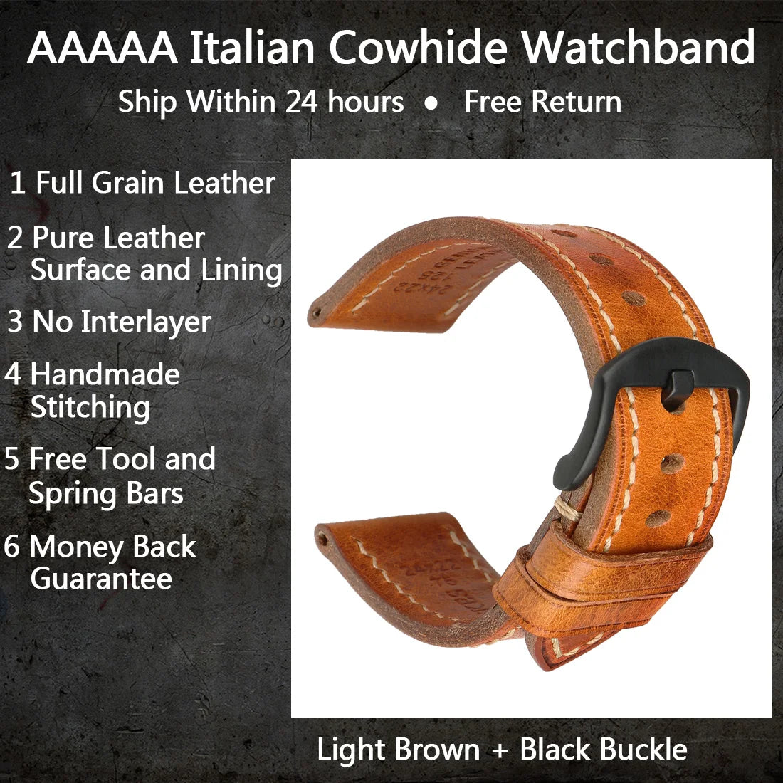 MAIKES Full Grain Cow Leather Strap Men's Vintage Watch Bracelet Handmade Accessories For Omega Hamilton watch band