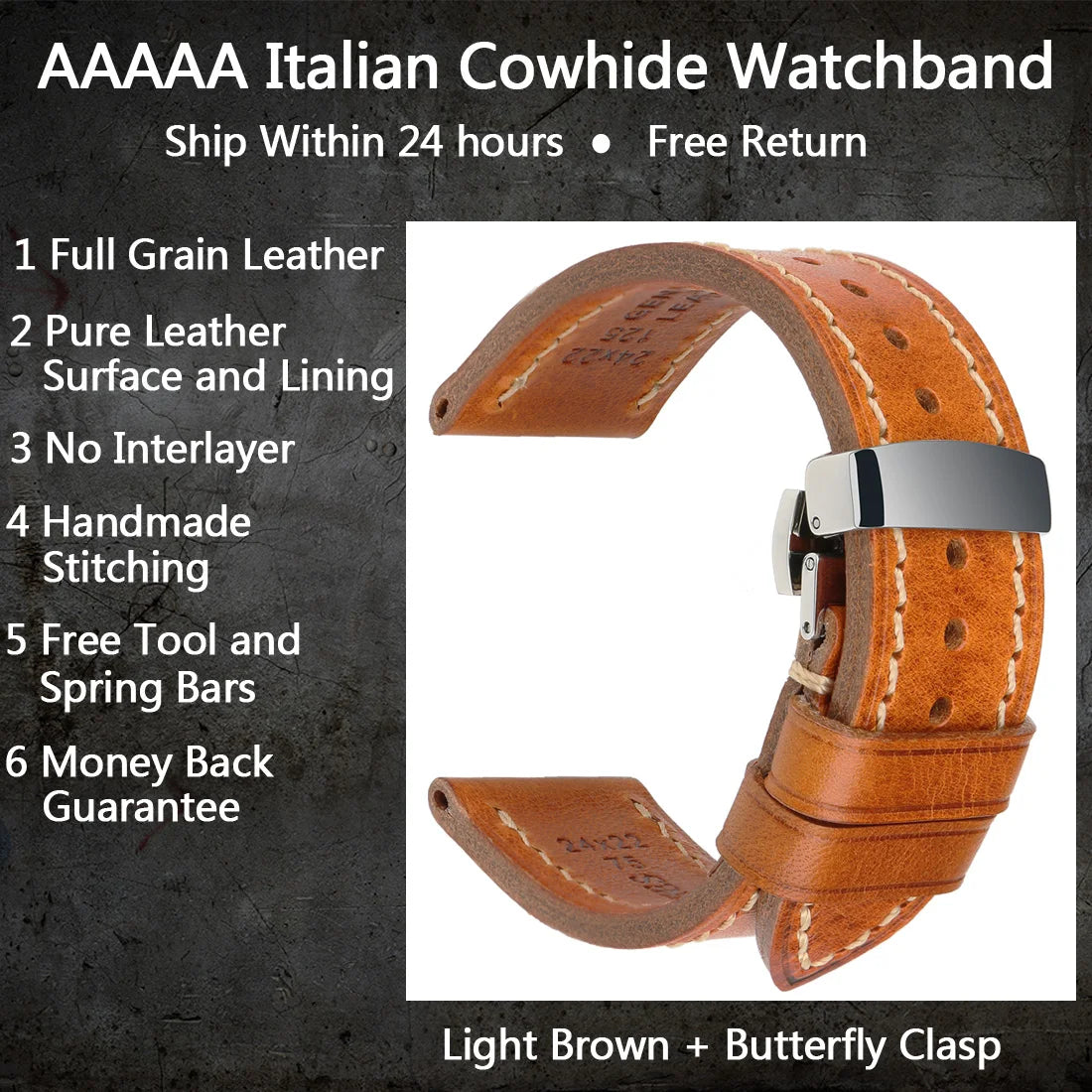 MAIKES Full Grain Cow Leather Strap Men's Vintage Watch Bracelet Handmade Accessories For Omega Hamilton watch band