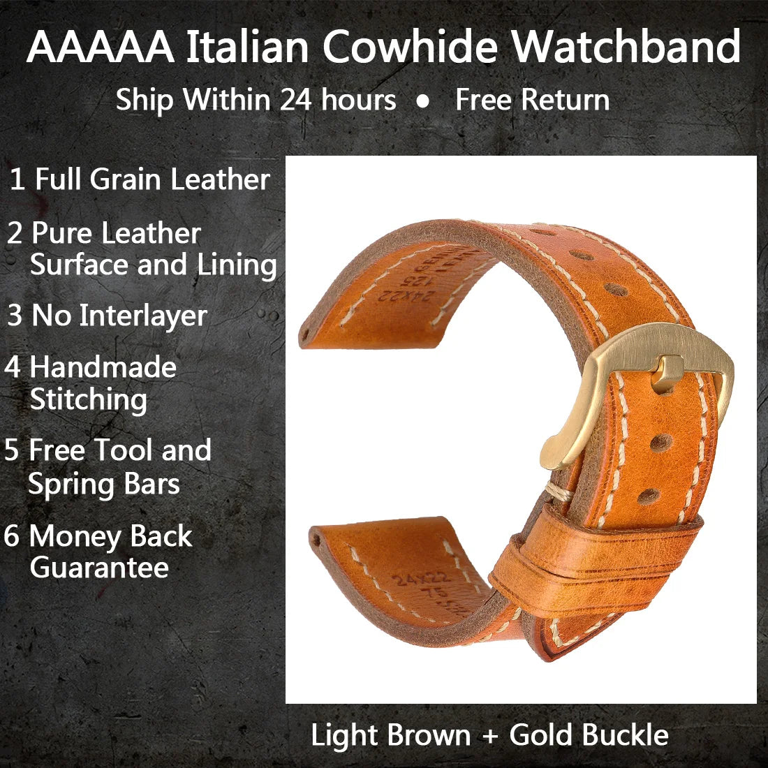 MAIKES Full Grain Cow Leather Strap Men's Vintage Watch Bracelet Handmade Accessories For Omega Hamilton watch band