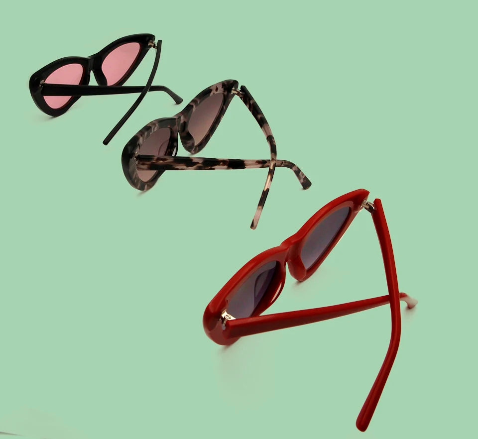 Acetate Cat Eye Sunglasses Women Leopard Brand Designer Cateye Glasses Female Flat Oversized UV400 Shades Trendy Oculos Femino