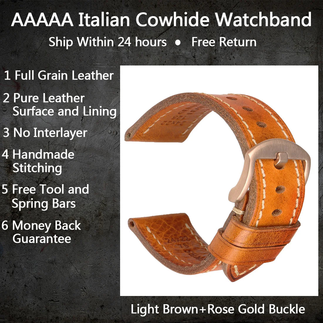 MAIKES Full Grain Cow Leather Strap Men's Vintage Watch Bracelet Handmade Accessories For Omega Hamilton watch band