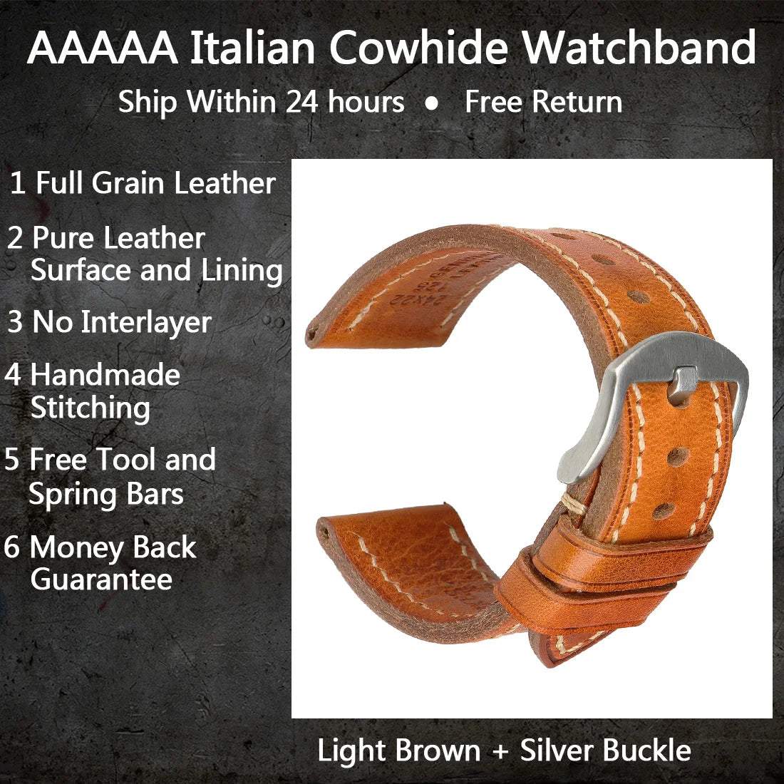 MAIKES Full Grain Cow Leather Strap Men's Vintage Watch Bracelet Handmade Accessories For Omega Hamilton watch band