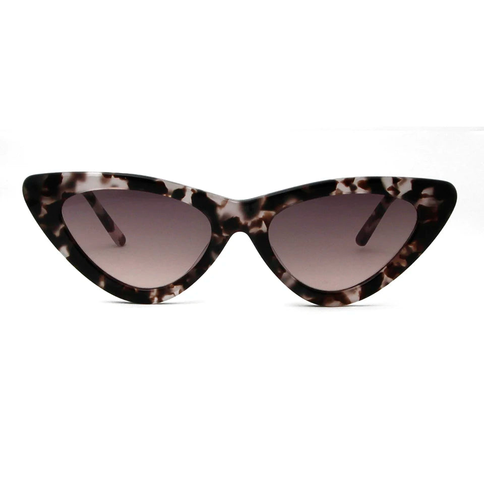 Acetate Cat Eye Sunglasses Women Leopard Brand Designer Cateye Glasses Female Flat Oversized UV400 Shades Trendy Oculos Femino