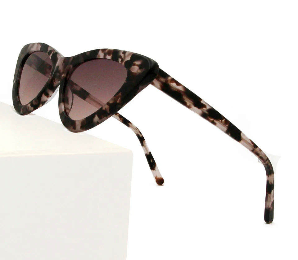 Acetate Cat Eye Sunglasses Women Leopard Brand Designer Cateye Glasses Female Flat Oversized UV400 Shades Trendy Oculos Femino