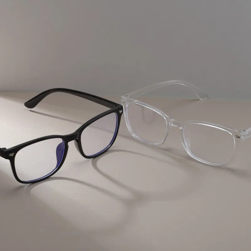 1/2 Pairs Unisex Vintage Eyewea Square Frame Anti Blue Light Eyeglasses Black Clear Computer Glasses