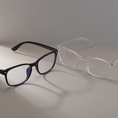 1/2 Pairs Unisex Vintage Eyewea Square Frame Anti Blue Light Eyeglasses Black Clear Computer Glasses
