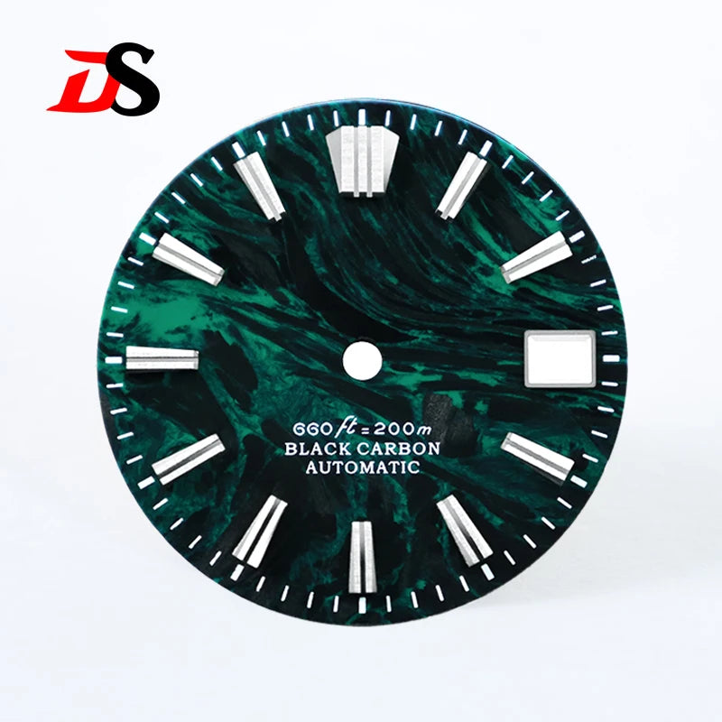 NH35 Dial 28.5mm Lava Carbon Fiber Dial GS MOD NH35 NH38 Movement No Lume Custom logo SKX007 Watch Modified Accessories