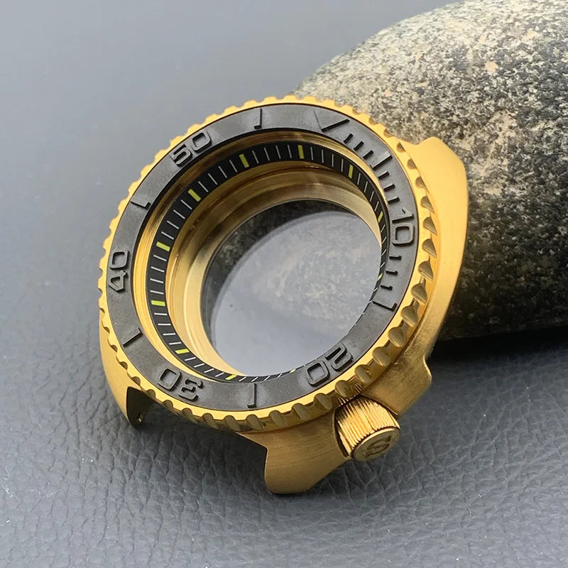 Mod 6105 6309 Turtle Abalone Watch Case Sapphire Crystal Glass Fit NH35 Movement Transparent Bottom Cover Men Diving Watch Case
