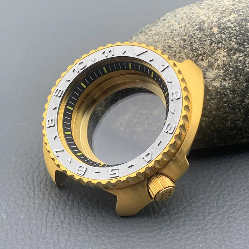 Mod 6105 6309 Turtle Abalone Watch Case Sapphire Crystal Glass Fit NH35 Movement Transparent Bottom Cover Men Diving Watch Case