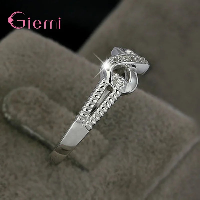 Engagement Wedding Infinity Anniversary Cubic Zirconia Rings 925 Sterling Silver Finger Rings for Women Girl Party Gift Jewelry