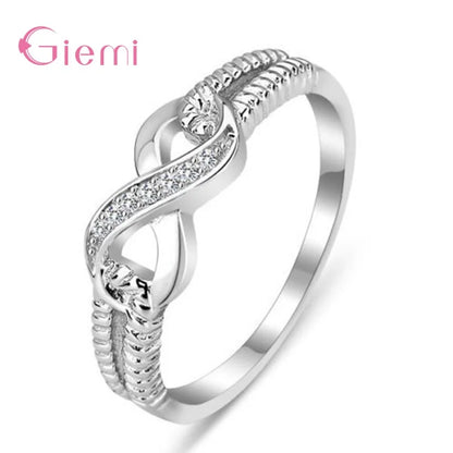 Engagement Wedding Infinity Anniversary Cubic Zirconia Rings 925 Sterling Silver Finger Rings for Women Girl Party Gift Jewelry