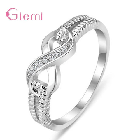 Engagement Wedding Infinity Anniversary Cubic Zirconia Rings 925 Sterling Silver Finger Rings for Women Girl Party Gift Jewelry