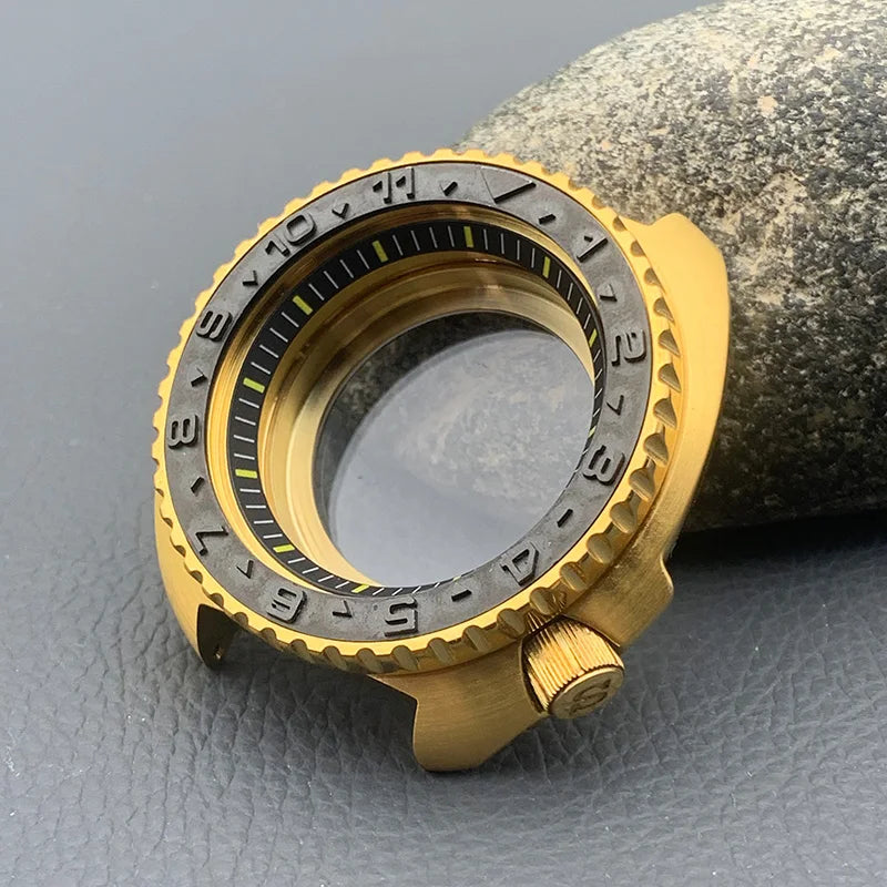 Mod 6105 6309 Turtle Abalone Watch Case Sapphire Crystal Glass Fit NH35 Movement Transparent Bottom Cover Men Diving Watch Case