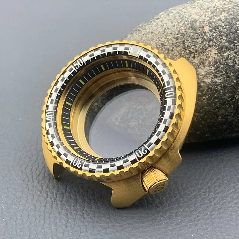 Mod 6105 6309 Turtle Abalone Watch Case Sapphire Crystal Glass Fit NH35 Movement Transparent Bottom Cover Men Diving Watch Case