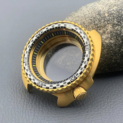 Mod 6105 6309 Turtle Abalone Watch Case Sapphire Crystal Glass Fit NH35 Movement Transparent Bottom Cover Men Diving Watch Case