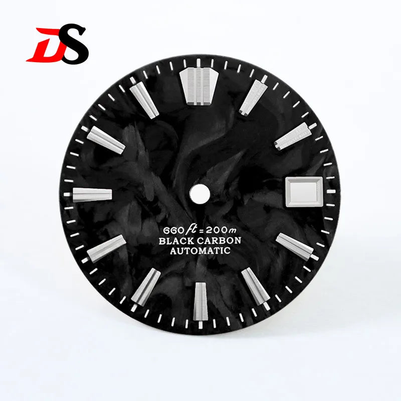 NH35 Dial 28.5mm Lava Carbon Fiber Dial GS MOD NH35 NH38 Movement No Lume Custom logo SKX007 Watch Modified Accessories