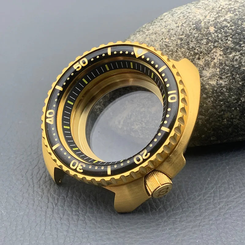 Mod 6105 6309 Turtle Abalone Watch Case Sapphire Crystal Glass Fit NH35 Movement Transparent Bottom Cover Men Diving Watch Case
