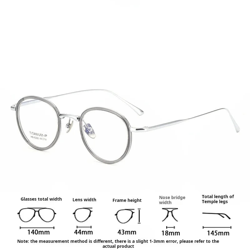 Lzabella New TR90 Pure Titanium Glasses Frame 44 Inner Ring Sesign Small Oval Small Frame Glasses Frame for Men and Women 8052