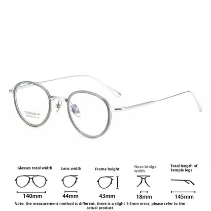 Lzabella New TR90 Pure Titanium Glasses Frame 44 Inner Ring Sesign Small Oval Small Frame Glasses Frame for Men and Women 8052