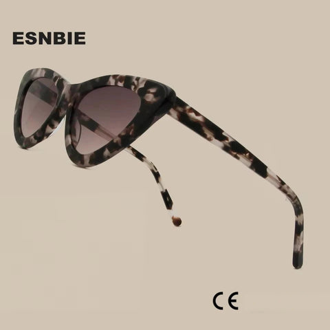 Acetate Cat Eye Sunglasses Women Leopard Brand Designer Cateye Glasses Female Flat Oversized UV400 Shades Trendy Oculos Femino