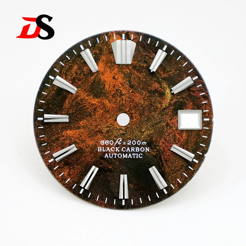 NH35 Dial 28.5mm Lava Carbon Fiber Dial GS MOD NH35 NH38 Movement No Lume Custom logo SKX007 Watch Modified Accessories