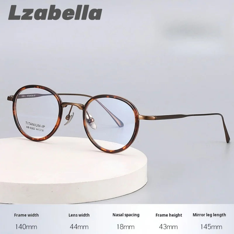 Lzabella New TR90 Pure Titanium Glasses Frame 44 Inner Ring Sesign Small Oval Small Frame Glasses Frame for Men and Women 8052