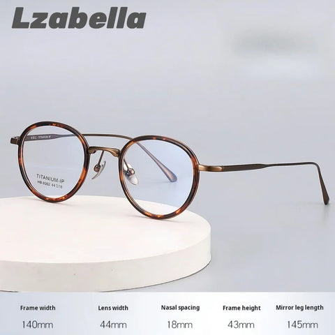 Lzabella New TR90 Pure Titanium Glasses Frame 44 Inner Ring Sesign Small Oval Small Frame Glasses Frame for Men and Women 8052