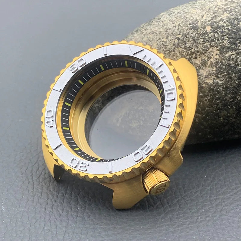 Mod 6105 6309 Turtle Abalone Watch Case Sapphire Crystal Glass Fit NH35 Movement Transparent Bottom Cover Men Diving Watch Case