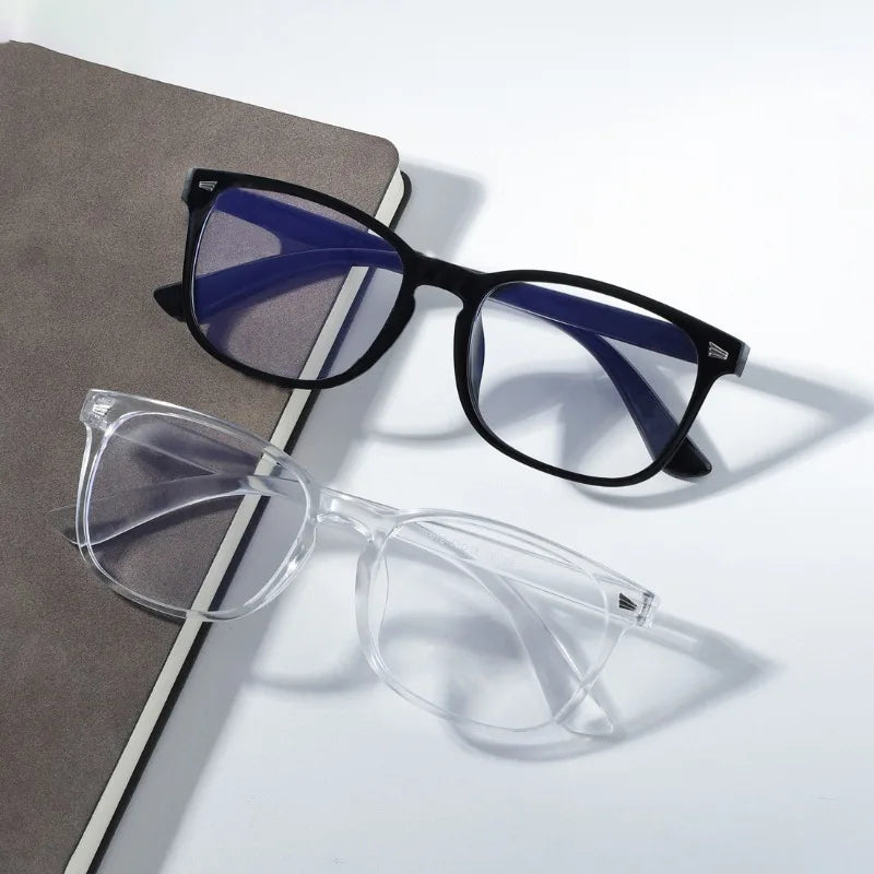 1/2 Pairs Unisex Vintage Eyewea Square Frame Anti Blue Light Eyeglasses Black Clear Computer Glasses