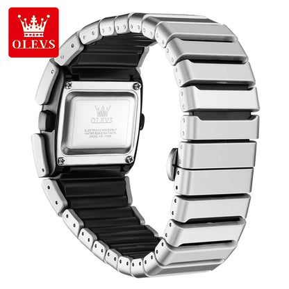 Мужские часы OLEVS Luxury, персонализированные, в форме бочонка, цифровые кварцевые, с оригинальным электронным механизмом, будильником и секундомером, новинка 1112