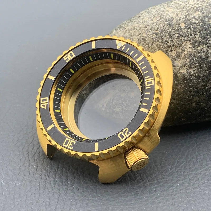 Mod 6105 6309 Turtle Abalone Watch Case Sapphire Crystal Glass Fit NH35 Movement Transparent Bottom Cover Men Diving Watch Case