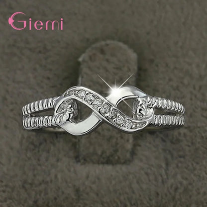 Engagement Wedding Infinity Anniversary Cubic Zirconia Rings 925 Sterling Silver Finger Rings for Women Girl Party Gift Jewelry