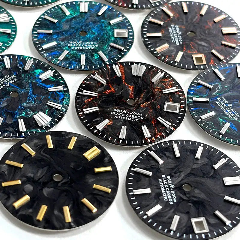 NH35 Dial 28.5mm Lava Carbon Fiber Dial GS MOD NH35 NH38 Movement No Lume Custom logo SKX007 Watch Modified Accessories