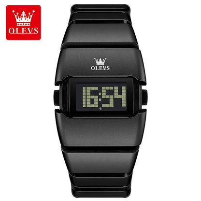 Мужские часы OLEVS Luxury, персонализированные, в форме бочонка, цифровые кварцевые, с оригинальным электронным механизмом, будильником и секундомером, новинка 1112