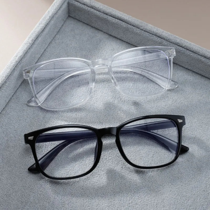 1/2 Pairs Unisex Vintage Eyewea Square Frame Anti Blue Light Eyeglasses Black Clear Computer Glasses