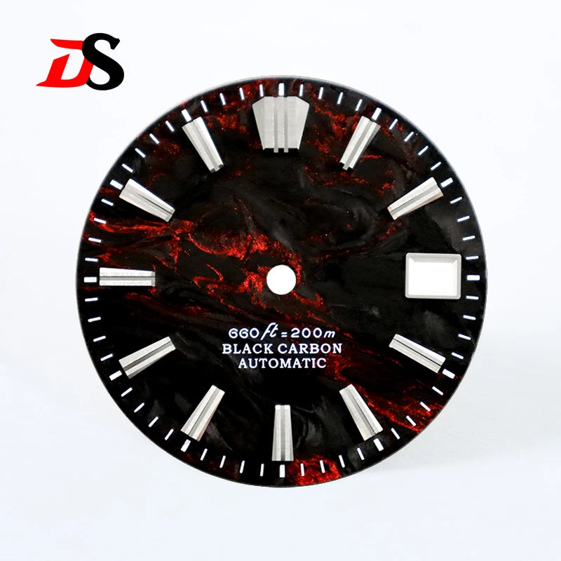 NH35 Dial 28.5mm Lava Carbon Fiber Dial GS MOD NH35 NH38 Movement No Lume Custom logo SKX007 Watch Modified Accessories