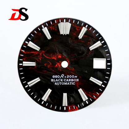 NH35 Dial 28.5mm Lava Carbon Fiber Dial GS MOD NH35 NH38 Movement No Lume Custom logo SKX007 Watch Modified Accessories