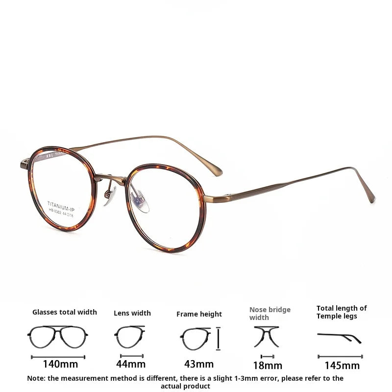 Lzabella New TR90 Pure Titanium Glasses Frame 44 Inner Ring Sesign Small Oval Small Frame Glasses Frame for Men and Women 8052