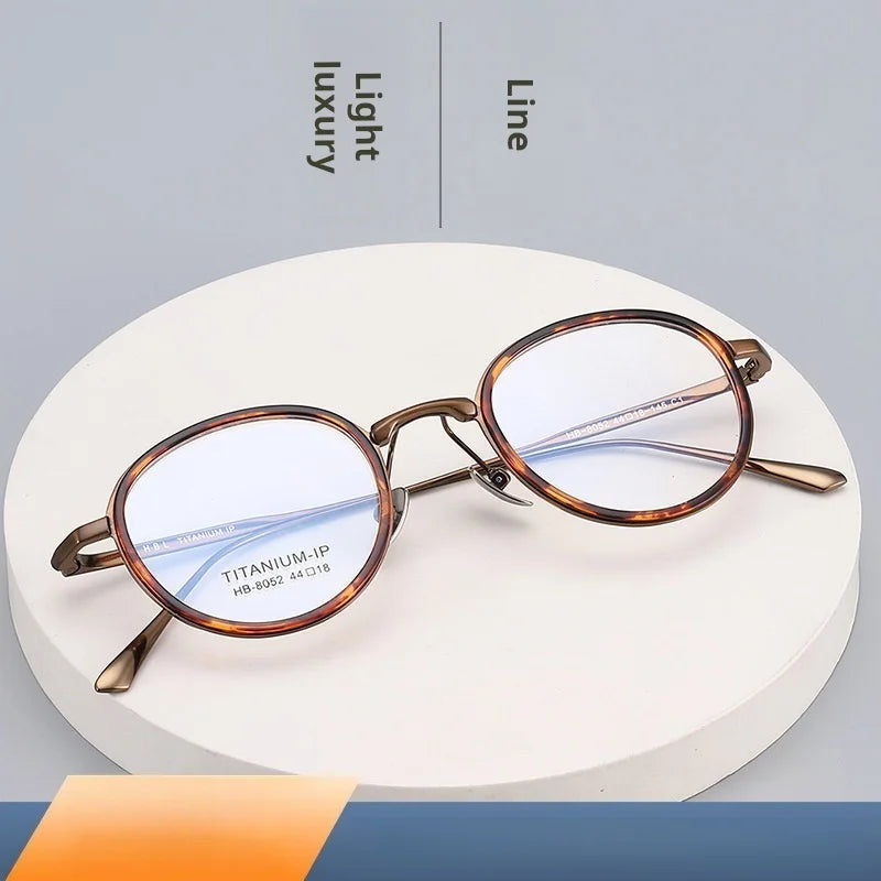 Lzabella New TR90 Pure Titanium Glasses Frame 44 Inner Ring Sesign Small Oval Small Frame Glasses Frame for Men and Women 8052