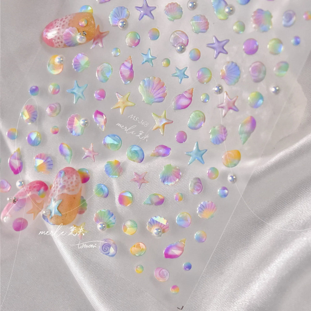 Shiny Gold Shell Starfish Conch Whale Sea Star Scallop Coral 5D Bowknot Adhesive Nail Art Sticker Summer Beach Manicure Decal