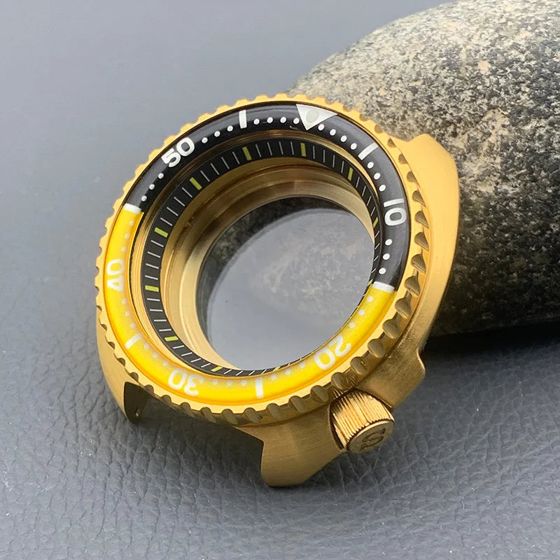 Mod 6105 6309 Turtle Abalone Watch Case Sapphire Crystal Glass Fit NH35 Movement Transparent Bottom Cover Men Diving Watch Case