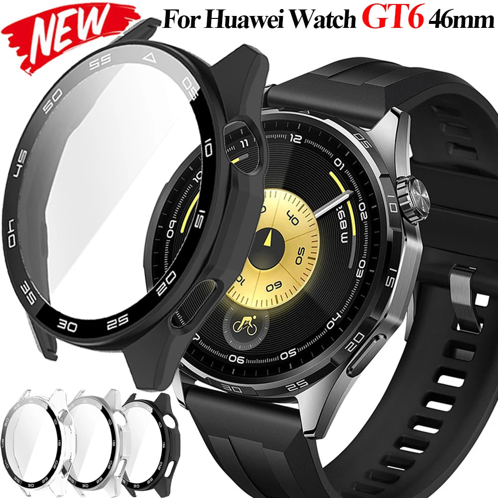 PC + Tempered Glass Case For Huawei Watch GT6 46mm Full Cover Screen Protector Bumper for Huawei Watch GT6 46mm Cover Protector