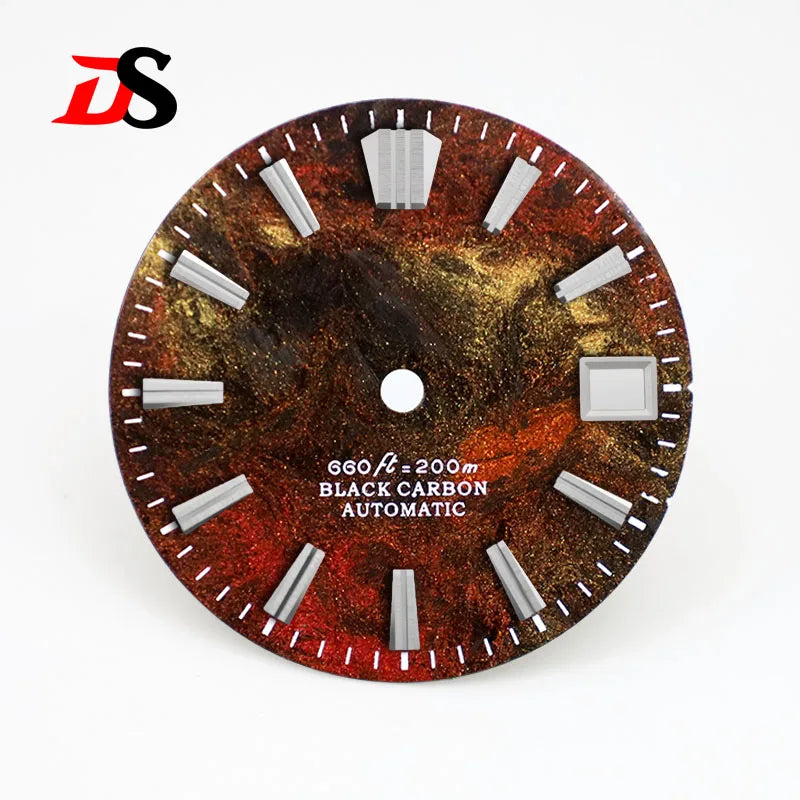NH35 Dial 28.5mm Lava Carbon Fiber Dial GS MOD NH35 NH38 Movement No Lume Custom logo SKX007 Watch Modified Accessories