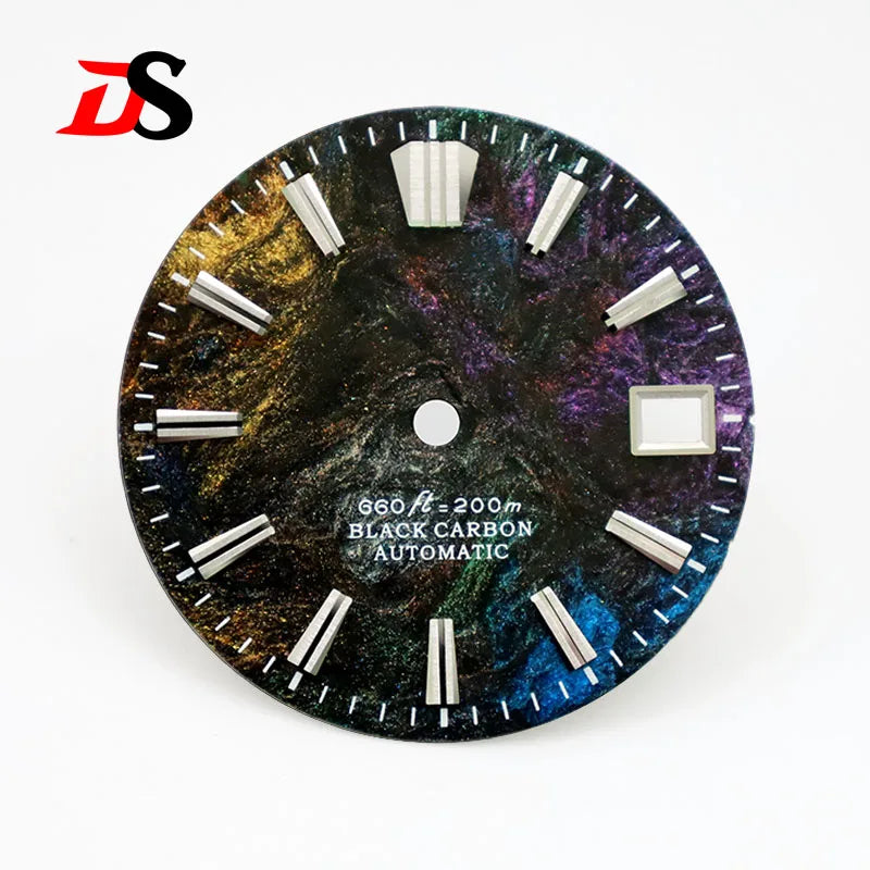 NH35 Dial 28.5mm Lava Carbon Fiber Dial GS MOD NH35 NH38 Movement No Lume Custom logo SKX007 Watch Modified Accessories