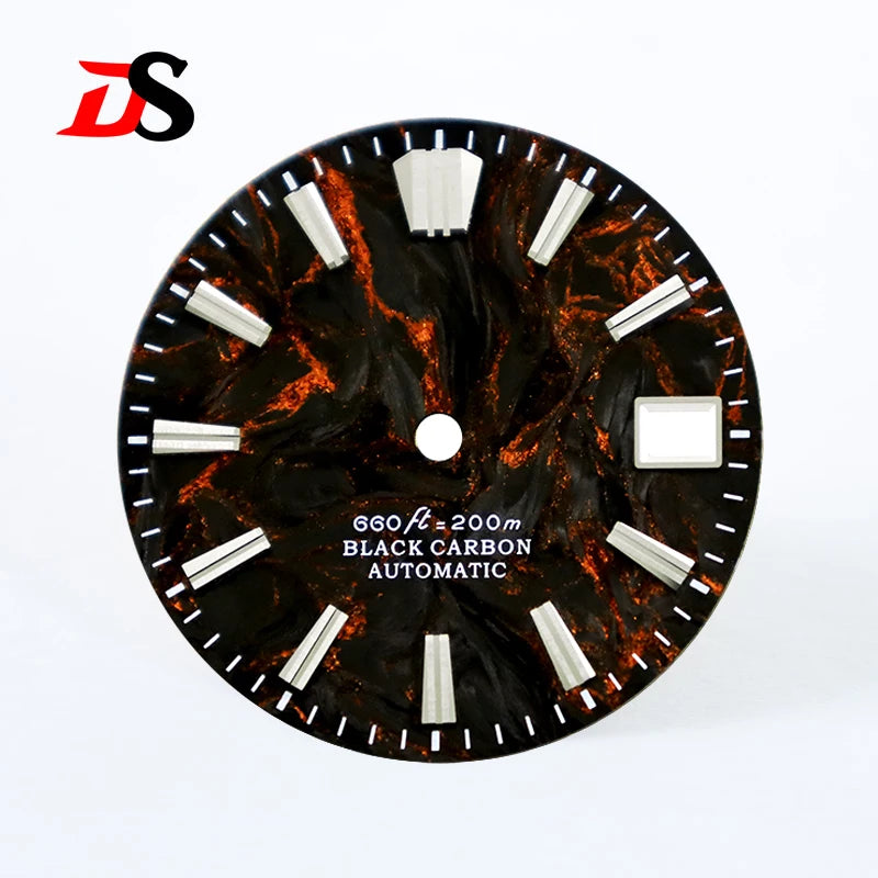 NH35 Dial 28.5mm Lava Carbon Fiber Dial GS MOD NH35 NH38 Movement No Lume Custom logo SKX007 Watch Modified Accessories