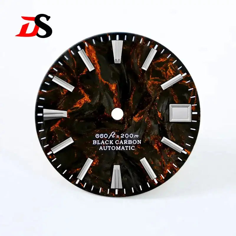 NH35 Dial 28.5mm Lava Carbon Fiber Dial GS MOD NH35 NH38 Movement No Lume Custom logo SKX007 Watch Modified Accessories
