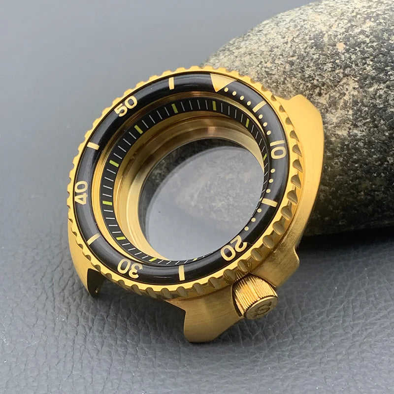 Mod 6105 6309 Turtle Abalone Watch Case Sapphire Crystal Glass Fit NH35 Movement Transparent Bottom Cover Men Diving Watch Case